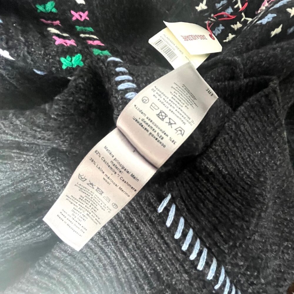 Zadig & Voltaire Alabama Wews Cashmere Wool Black Sweater Dress M - Picture 12 of 14